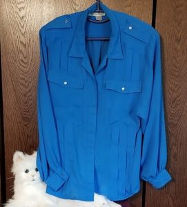 Karen Scott II  blue dress button down blouse